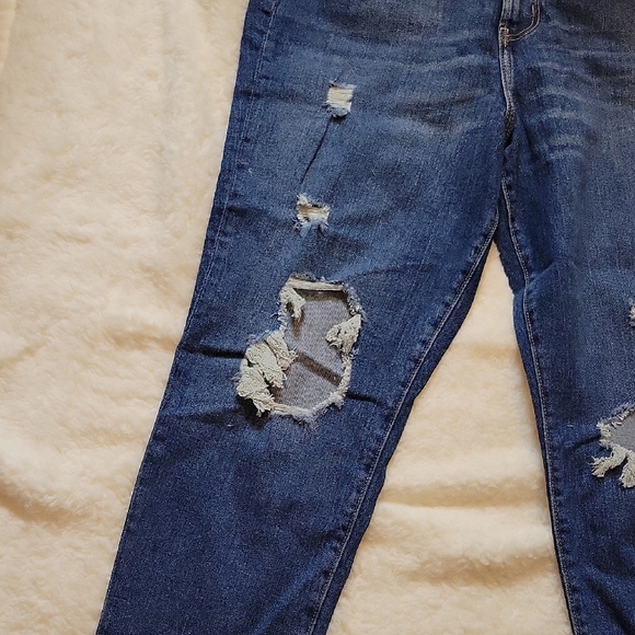 NWT Old Navy OG High Rise Straight Women's Distressed Dark Wash 14 - Picture 3 of 9